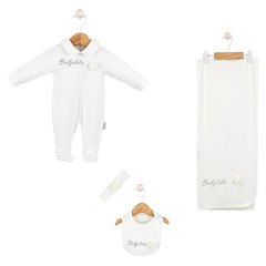 Pack grenouillère ruban bavoir couverture classy girl 4 pcs coton