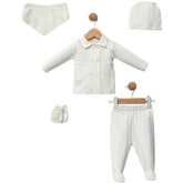 Pack naissance boutons centrés unis 5 pcs coton