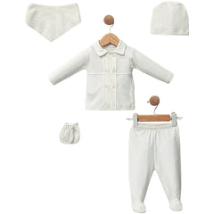 Pack naissance boutons centrés unis 5 pcs coton