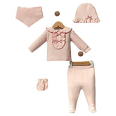 Pack naissance 2 jolies nœud centrés sur col 5 pcs coton