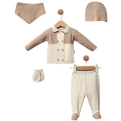 Pack naissance boutons centrés unis 5 pcs coton