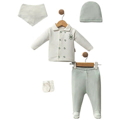 Pack naissance super classy boy boutons centrés 5 pcs coton