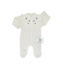 Grenouillère legère avec nœud sur col et froufrou coton