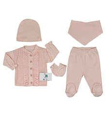 Pack naissance froufrou centré full saumon 5 pcs coton