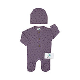 Grenouillère multi fleurs unie 1 bonnet coton