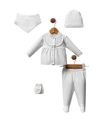 Pack naissance boutons centrés avec jolie nœud 5 pcs coton