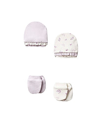 Pack 4 pcs Bonnets moufles Papillons Fleury 0m+