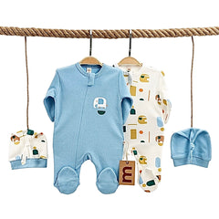 Pack Matchy 2 grenouillères 2 bonnets Elephants