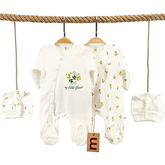 Pack de 2 grenouillères 2 bonnets little flowers