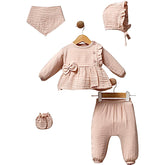 Pack naissance jolie nœud mousseline fraichy girly 5 pcs coton