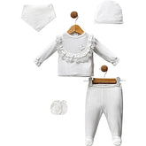 Pack naissance jolie fleur sur col 5 pcs coton