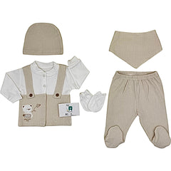 Pack naissance pull salopette nounours 5 pcs coton