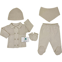 Pack naissance boutons centrés unis 5 pcs coton