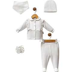 Pack naissance 2 nœuds côtés boutons centrés 5 pcs coton