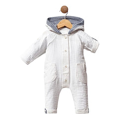 Grenouillère mousseline poches et capuche 1 pcs