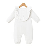 Grenouillère mousseline classe unie girly full white