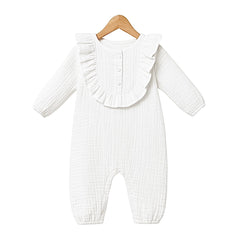 Grenouillère mousseline classe unie girly full white