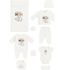 Coffret naissance 10 pcs I love my MOM coton unisexe