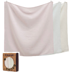 Coffret de 3 Draps langes multifonction 75x75 cm beige ekru saumon