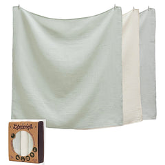 Coffret de 3 draps lange multifonctions 75x75 cm mint ekru bleu