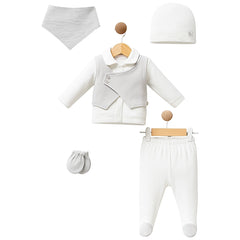 Pack naissance Effet gilet boutons côtés velours 5 pcs