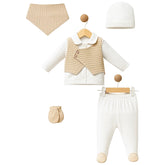 Pack naissance Effet gilet boutons côtés velours 5 pcs