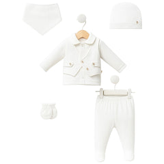 Pack naissance classy boy effet gilet velours 5 pcs