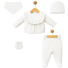 Pack naissance avec col froufrou girly velours 5 pcs