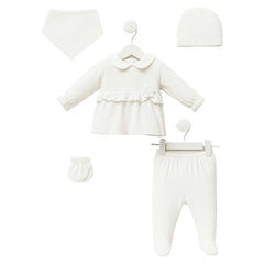 Pack naissance full white lovely flower velours 5 pcs