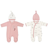 Pack de 2 Grenouillères matchy love mum dad 2 bonnets Girly