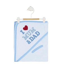 Cape de bain I love mum dad Blue - 85x75 cm