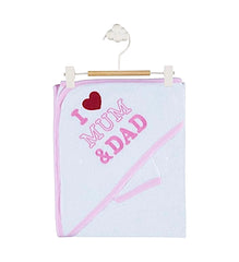 Cape de bain I love mum dad Pink - 85x75 cm