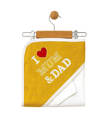 Cape de bain avec gant Love mum Dad unisexe 85x75 cm