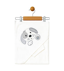 Cape de bain avec gant petit chiot 85x75 cm