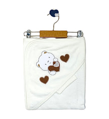 Cape de bain nounours happy love unisexe 1 gant - 85x75 cm