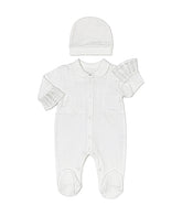 Grenouillère full white froufrou côtés boutons centrés