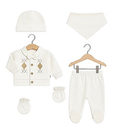 Pack naissance carreaux nœud papillon baby boy 5 pcs velours