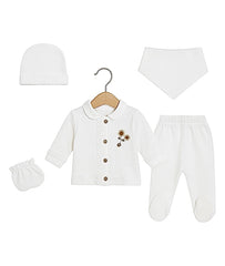 Pack naissance jolie fleur duo sur côté 5 pcs coton