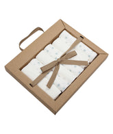 Coffret 6 petites serviettes Stars Blue blanc 20x20 cm - Coton Bio