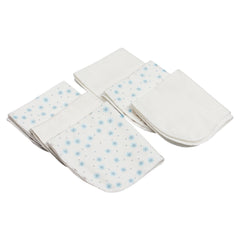Coffret 6 petites serviettes Stars Blue blanc 20x20 cm - Coton Bio