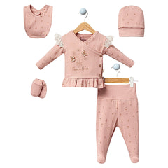 Pack naissance Flowers nature 5 pcs coton bio