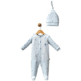 Grenouillère ballons 1 bonnet coton bio- Blue Style