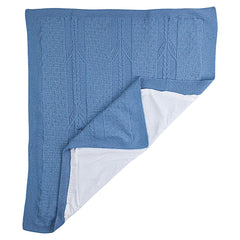 Couverture TRIKO laine naturelle 90x100 cm intérieur coton 0m+ - BLEU