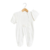 Grenouillère white baby girl classy velours