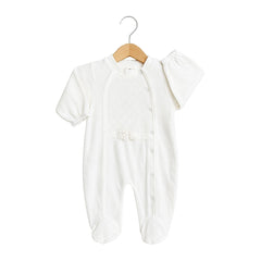 Grenouillère white baby girl classy velours