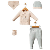 Pack naissance Daily elegance 5 pcs coton beige bleu