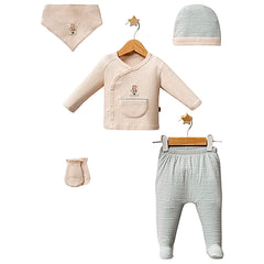 Pack naissance Daily elegance 5 pcs coton beige bleu