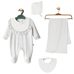 Pack naissance 4 pcs classy girl col froufrou coton