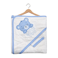 Cape de bain avec 1 gant Love you Baby 75x75 cm