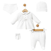 Pack naissance 2 boutons centrés et petit nœud 5 pcs coton